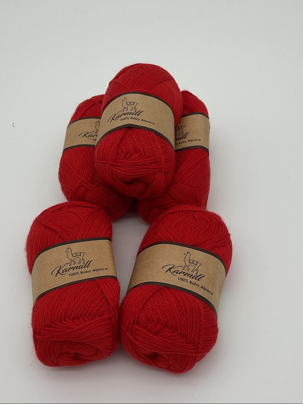 Karmull 100% Baby Alpaca Yarn - Red (5 Skeins)